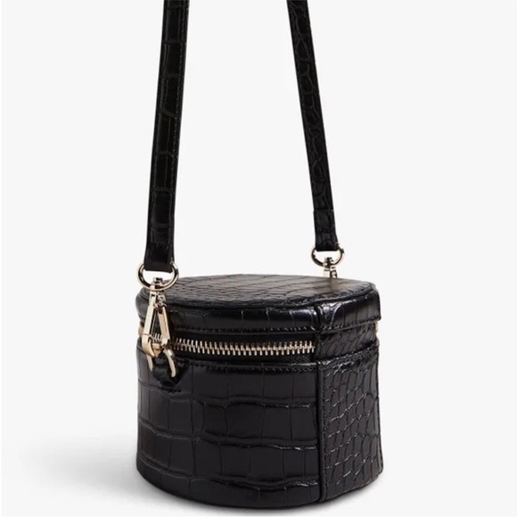Ted Baker London RARE Salmaa Croc Detail Mini Drum Black Crossbody Bag NWT - Picture 4 of 5